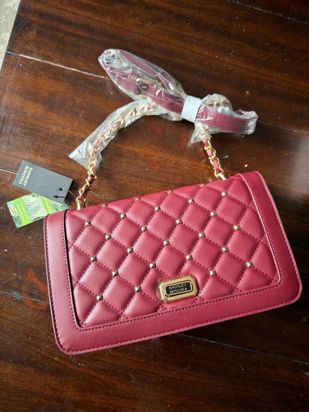 NWT Badgley Mischka Quilted Chain-Handle Shoulder Bag